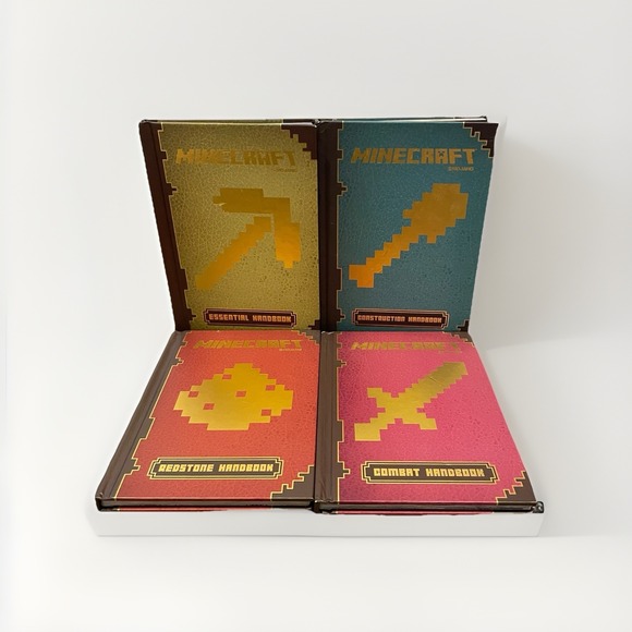 Other - Minecraft Handbook Complete Set 4 Hardcover Mojang Scholastic Redstone‎ Combat